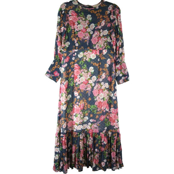 NEW By TiMo viscose flower printed maxi dress- BLUE Multi- Size S #D4303